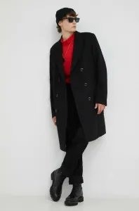 Vlněný kabát G-Star Raw černá barva, přechodný, dvouřadový #5405286