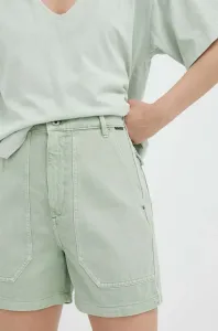 Džínové šortky G-Star Raw dámské, zelená barva, hladké, high waist #5342428