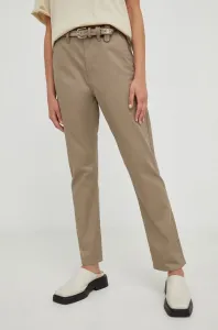 Kalhoty G-Star Raw dámské, béžová barva, jednoduché, high waist