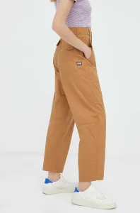 Kalhoty G-Star Raw dámské, hnědá barva, jednoduché, high waist