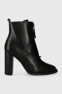 Kožené kotníkové boty G-Star Raw MYSID MID LEA ZIP dámské, černá barva, na podpatku, 2241046703.BLK #5968734