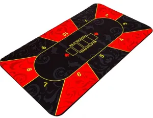 Garthen Skládací pokerová podložka, červená/černá, 160 x 80 cm
