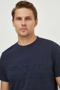 Bavlněné tričko Gant tmavomodrá barva, s aplikací