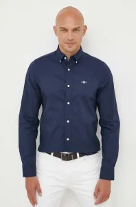 Košile Gant tmavomodrá barva, slim, s límečkem button-down