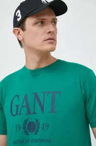Bavlněné tričko Gant zelená barva