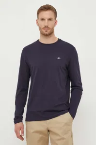 Bavlněné tričko s dlouhým rukávem Gant tmavomodrá barva #5689666