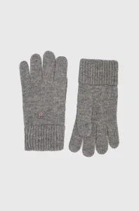 Vlněné rukavice Gant šedá barva