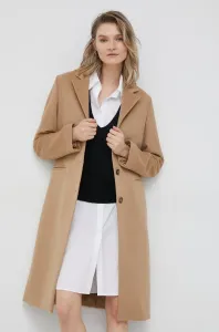 Vlněný kabát Gant hnědá barva, přechodný
