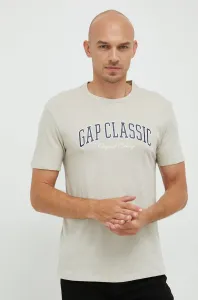 Bavlněné tričko GAP béžová barva
