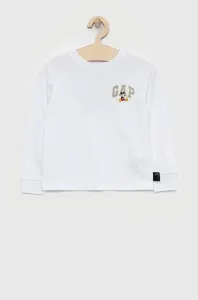 Dětská bavlněná košile s dlouhým rukávem GAP bílá barva, s potiskem