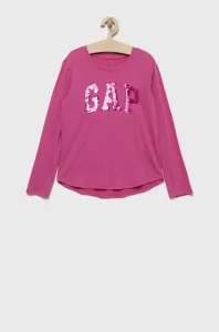 Dětská bavlněná košile s dlouhým rukávem GAP fialová barva #2051744