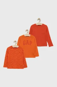 Dětská bavlněná košile s dlouhým rukávem GAP oranžová barva, s potiskem #5861542