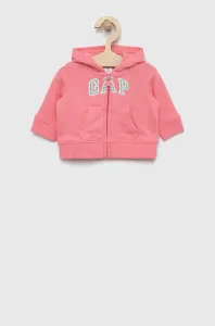 Dětská mikina GAP růžová barva, s kapucí, s aplikací #5250870