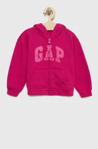 Dětská mikina GAP růžová barva, s kapucí, s aplikací