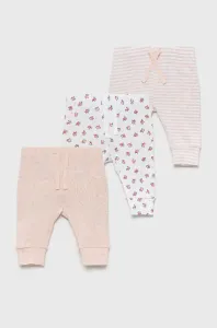 Dětské bavlněné kalhoty GAP (3-pack) růžová barva, vzorované
