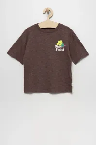 Dětské bavlněné tričko GAP hnědá barva, s potiskem