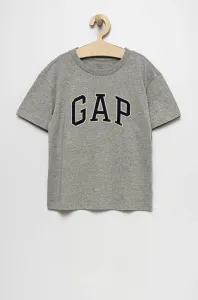 Dětské bavlněné tričko GAP šedá barva, s aplikací