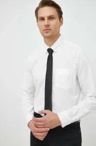 Košile GAP pánská, bílá barva, slim, s límečkem button-down
