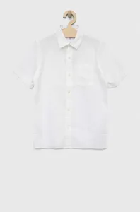 Dětská lněná košile GAP bílá barva