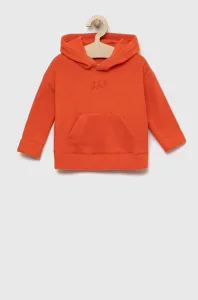 Dětská mikina GAP oranžová barva, s kapucí, hladká