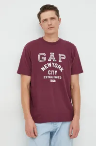 Bavlněné tričko GAP fialová barva, s potiskem