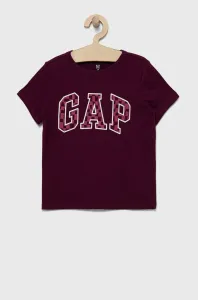 Dětské bavlněné tričko GAP fialová barva, s potiskem #2862794