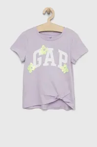 Dětské bavlněné tričko GAP fialová barva #3714555