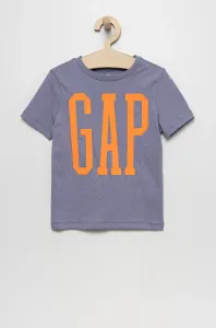 Dětské bavlněné tričko GAP fialová barva, s potiskem