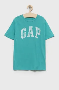 Dětské bavlněné tričko GAP zelená barva, s potiskem #2823460