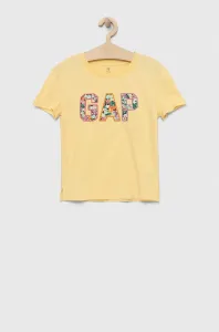Dětské bavlněné tričko GAP žlutá barva