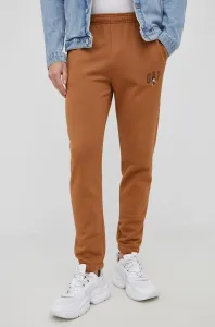 Kalhoty GAP pánské, hnědá barva, s potiskem