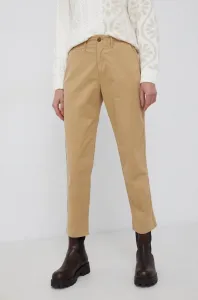 Kalhoty GAP dámské, béžová barva, jednoduché, high waist #3305021