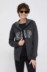 Mikina GAP dámská, šedá barva, s kapucí, s aplikací #4733746