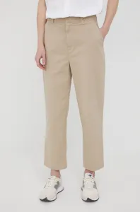 Kalhoty GAP dámské, béžová barva, jednoduché, high waist #1999784