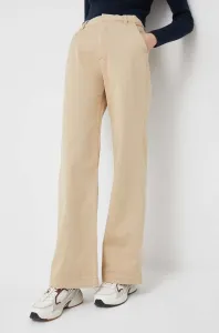 Kalhoty GAP dámské, béžová barva, široké, high waist