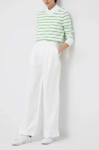Plátěné kalhoty GAP bílá barva, široké, high waist