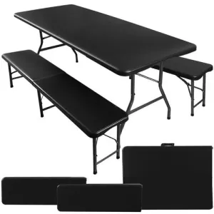 Gardlov Rozkládací zahradní stůl 180 cm + 2 lavice - černý