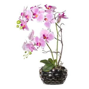 Gasper Umělá květina Orchidej v oválné váze, růžová, 55 cm