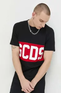 Bavlněné tričko GCDS černá barva, s potiskem