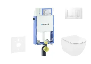GEBERIT Kombifix Modul pro závěsné WC s tlačítkem Sigma30, matný chrom/chrom + Ideal Standard Tesi WC a sedátko, Aquablade, SoftClose 110.302.00.5 NU7