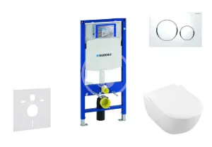 GEBERIT Duofix Modul pro závěsné WC s tlačítkem Sigma20, bílá/lesklý chrom + Villeroy Boch WC a sedátko, DirectFlush, SoftClose, CeramicPlus 111.300.00.5 NI4