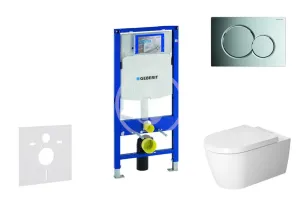 GEBERIT Duofix Modul pro závěsné WC s tlačítkem Sigma01, lesklý chrom + Duravit ME by Starck WC a sedátko, Rimless, SoftClose 111.300.00.5 NM2