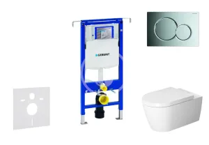 GEBERIT Duofix Modul pro závěsné WC s tlačítkem Sigma01, lesklý chrom + Duravit ME by Starck WC a sedátko, Rimless, SoftClose 111.355.00.5 NM2
