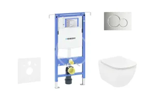GEBERIT Duofix Modul pro závěsné WC s tlačítkem Sigma01, lesklý chrom + Ideal Standard Tesi WC a sedátko 111.355.00.5 NF2 #3747733