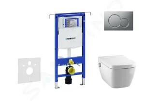 GEBERIT Duofix Modul pro závěsné WC s tlačítkem Sigma01, matný chrom + Tece One sprchovací toaleta a sedátko, Rimless, SoftClose 111.355.00.5 NT3 #5852359