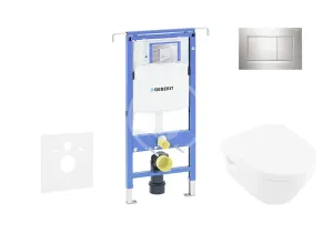 GEBERIT Duofix Modul pro závěsné WC s tlačítkem Sigma30, lesklý chrom/chrom mat + Villeroy Boch WC a sedátko, DirectFlush, SoftClose, CeramicPlus 111.355.00.5 NB6