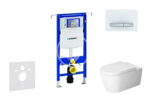 GEBERIT Duofix Modul pro závěsné WC s tlačítkem Sigma50, alpská bílá + Duravit ME by Starck WC a sedátko, Rimless, SoftClose 111.355.00.5 NM8