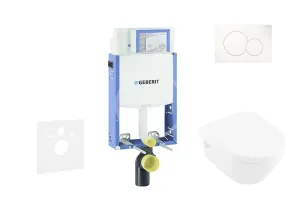 GEBERIT Kombifix Modul pro závěsné WC s tlačítkem Sigma01, alpská bílá + Villeroy Boch WC a sedátko, DirectFlush, SoftClose, CeramicPlus 110.302.00.5 NB1