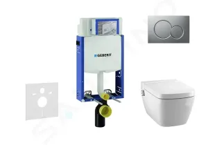 GEBERIT Kombifix Modul pro závěsné WC s tlačítkem Sigma01, matný chrom + Tece One sprchovací toaleta a sedátko, Rimless, SoftClose 110.302.00.5 NT3 #5852355