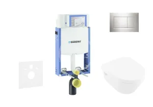 GEBERIT Kombifix Modul pro závěsné WC s tlačítkem Sigma30, lesklý chrom/chrom mat + Villeroy Boch WC a sedátko, DirectFlush, SoftClose, CeramicPlus 110.302.00.5 NB6